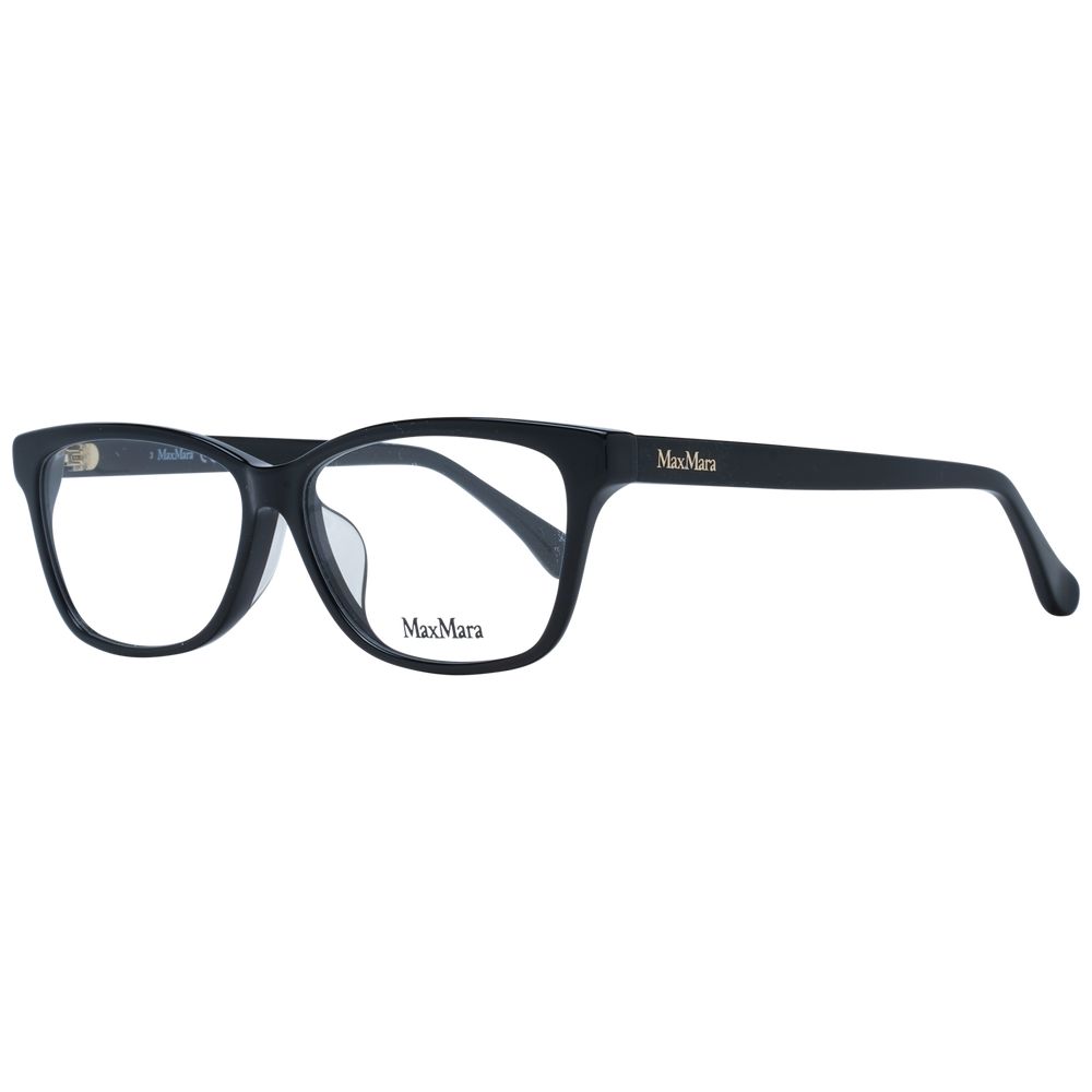 Max Mara Black Women Glasses Frame, full-rim rectangle style with demo lenses, includes branded case, size 56-13-140.