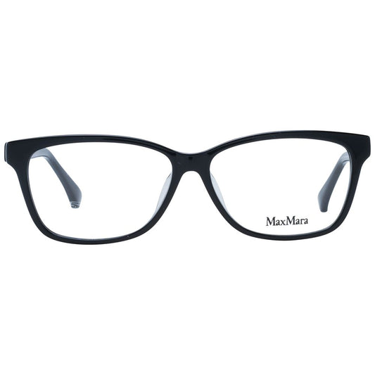 Max Mara Black Women Glasses Frame, full-rim rectangle plastic design with demo lenses, black color, size 56-13-140, includes branded case.