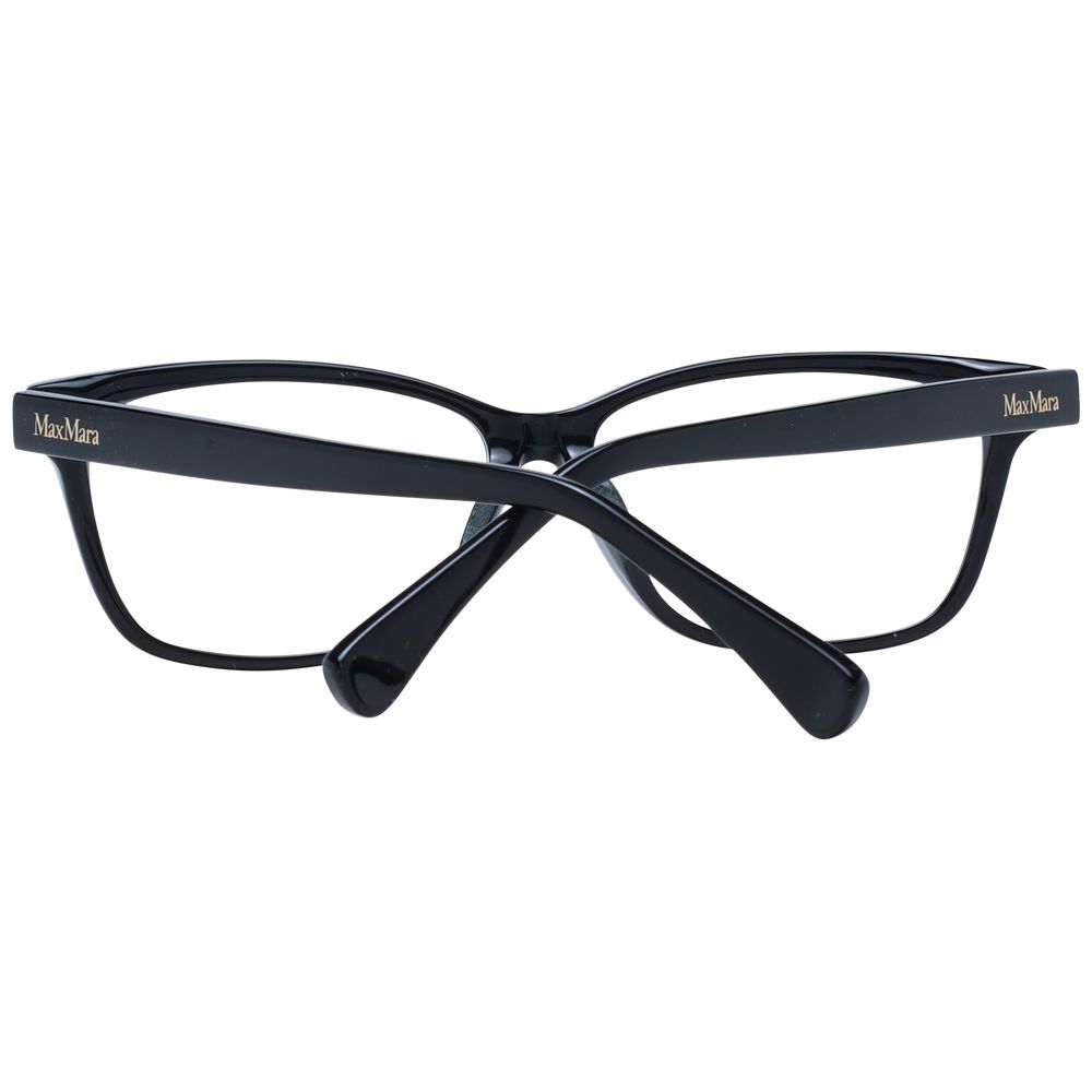 Max Mara Black Women Glasses Frame, full-rim rectangle style with plastic frame, includes branded case.