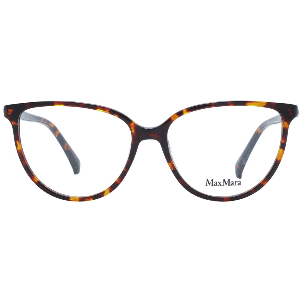 Max Mara Brown Women Glasses Frame with full-rim plastic butterfly design, demo lenses, and branded case included.