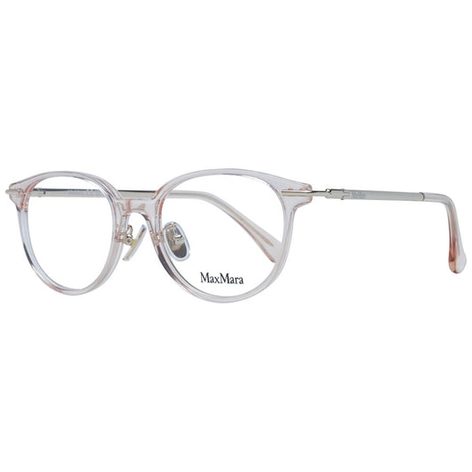 Max Mara Pink Women Glasses Frame, full-rim rose plastic with butterfly style, size 50-18-135, includes branded case.