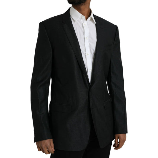 Dolce & Gabbana Black Wool Notch SingleBreasted Coat Blazer JKT4017-54