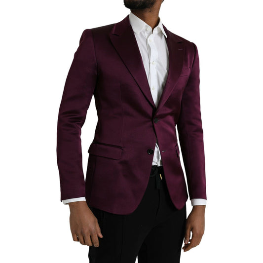 Dolce & Gabbana Maroon Silk Single Breasted Coat Blazer JKT4022-46