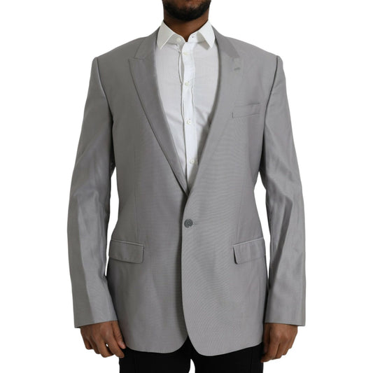 Dolce & Gabbana Gray Wool Peak Single Breasted Coat Blazer JKT4028-54