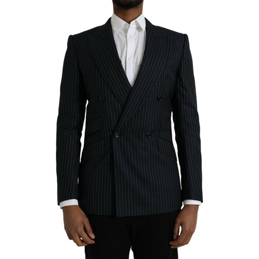 Dolce & Gabbana Black Stripe SICILIA Double Breasted Coat Blazer JKT4029-46