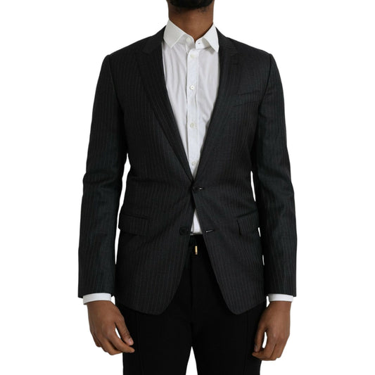 Dolce & Gabbana Black Stripe MARTINI Single Breasted Coat Blazer JKT4032-46