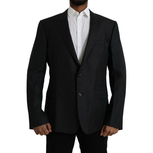 Dolce & Gabbana Black Wool MARTINI Single Breasted Coat Blazer JKT4036-56