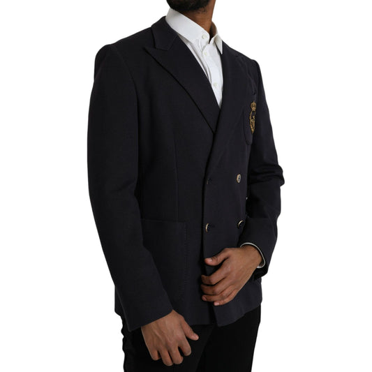 Dolce & Gabbana Dark Blue Crown Bee Double Breasted Blazer JKT4039-48