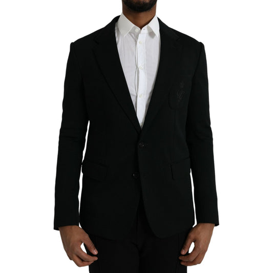 Dolce & Gabbana Black Wool Notch Single Breasted Coat Blazer JKT4042-50