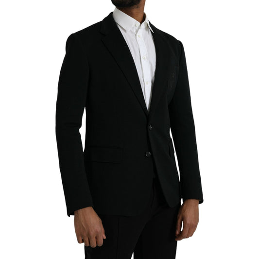 Dolce & Gabbana Black Wool Notch Single Breasted Coat Blazer JKT4042-50