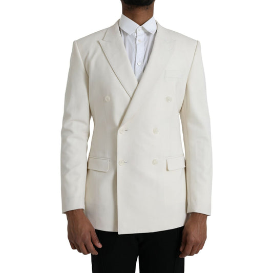 Dolce & Gabbana White Wool MARTINI Double Breasted Blazer JKT4044-50