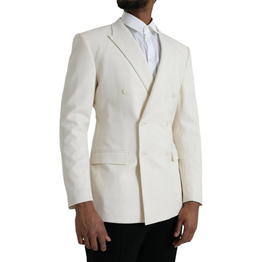 Dolce & Gabbana White Wool MARTINI Double Breasted Blazer JKT4044-50