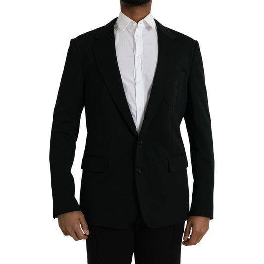 Dolce & Gabbana Black Wool Single Breasted Coat Blazer KOS2238-54