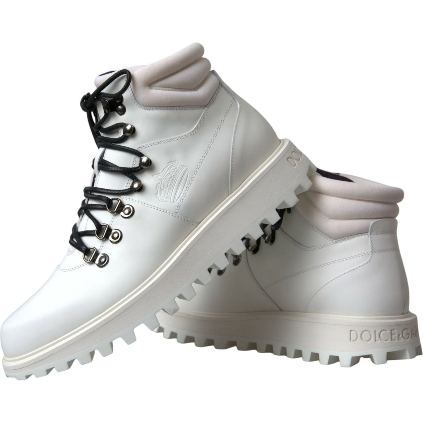 Dolce & Gabbana White Vulcano Trekking Men Ankle Boots Shoes MV5635-42