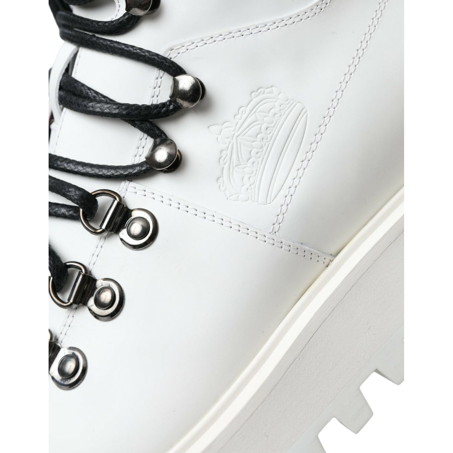 Dolce & Gabbana White Vulcano Trekking Men Ankle Boots Shoes MV5635-42