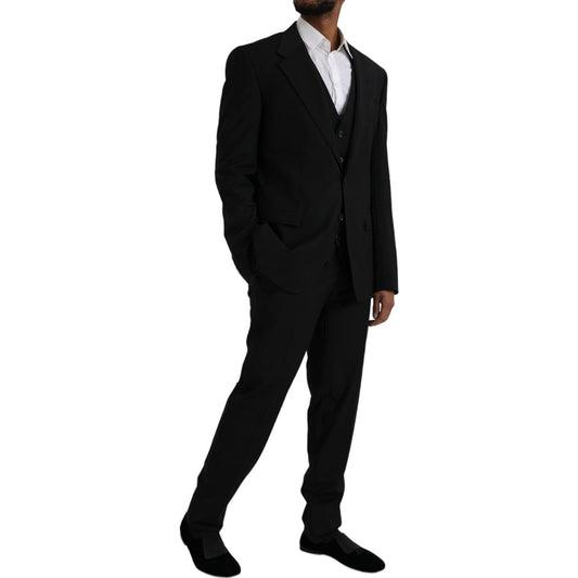Dolce & Gabbana Black Polyester STAFF Formal 3 Piece Suit KOS2231-54