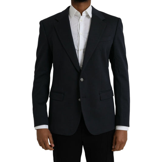 Dolce & Gabbana Dark Blue Cotton Single Breasted Coat Blazer KOS2242-50