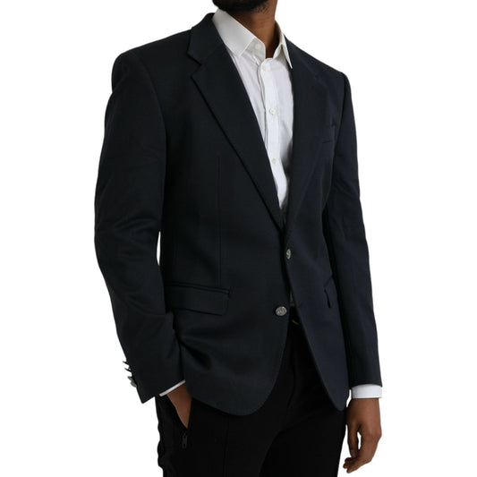 Dolce & Gabbana Dark Blue Cotton Single Breasted Coat Blazer KOS2242-50