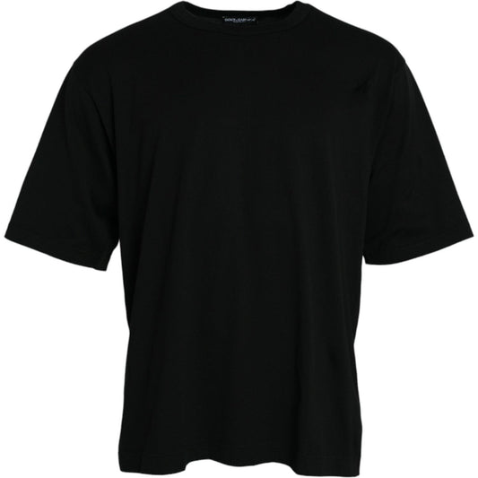 Dolce & Gabbana Black Logo Embossed Crew Neck Short Sleeves T-shirt