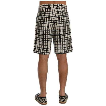 Dolce & Gabbana White Black Striped Casual Shorts