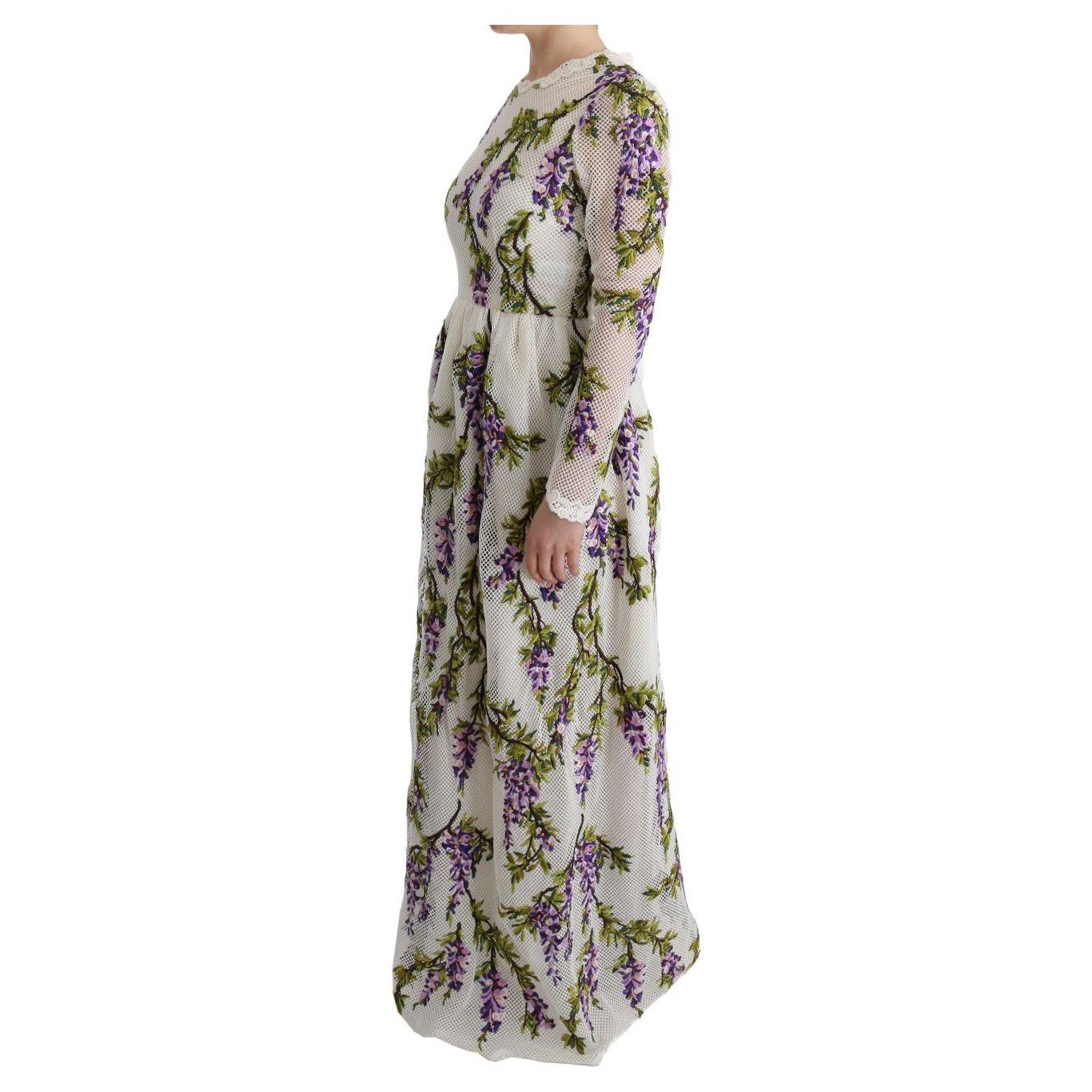 Dolce & Gabbana White Floral Embroidered Maxi Dress