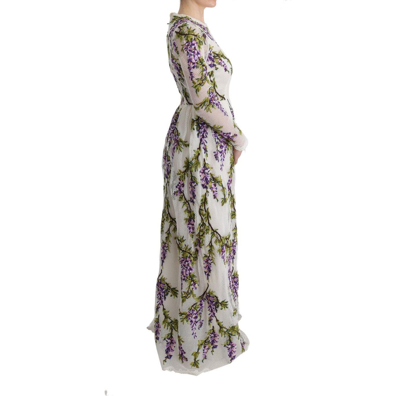 Dolce & Gabbana White Floral Embroidered Maxi Dress