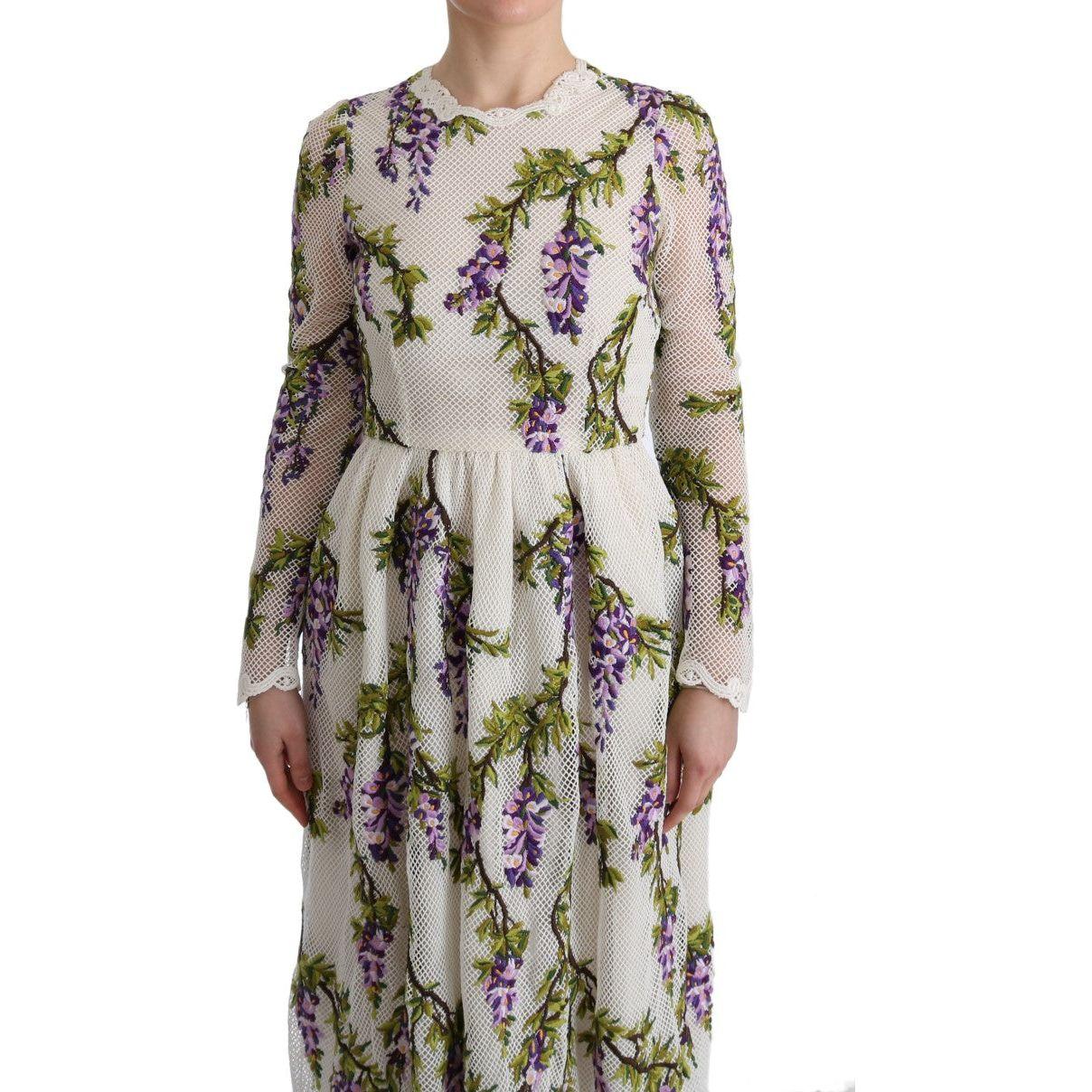 Dolce & Gabbana White Floral Embroidered Maxi Dress