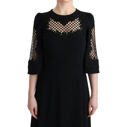 Dolce & Gabbana Black Stretch Shift Long Maxi Dress