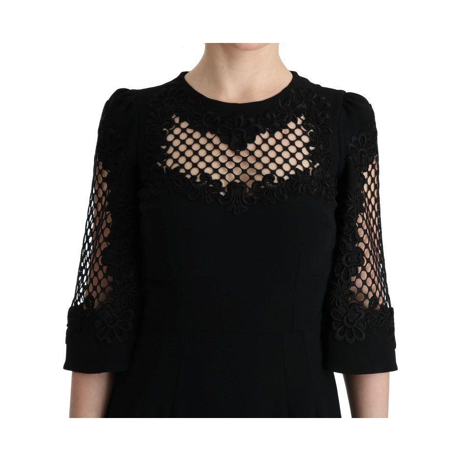 Dolce & Gabbana Black Stretch Shift Long Maxi Dress
