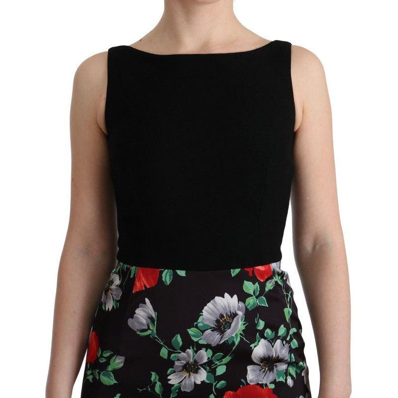 Dolce & Gabbana Multicolor Floral Print Stretch Sheath Long Dress