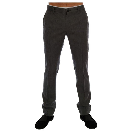 Dolce & Gabbana Gray Wool Striped Formal Pants PAN60729-4