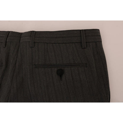 Dolce & Gabbana Gray Wool Striped Formal Pants