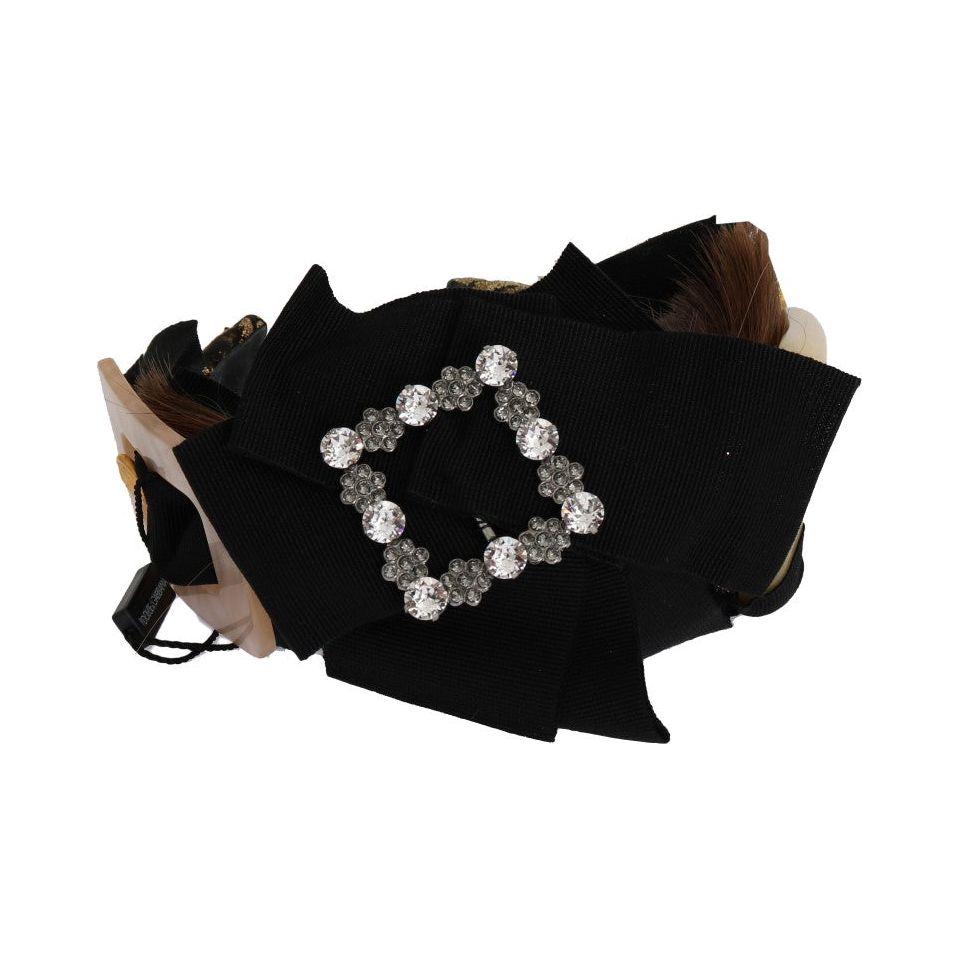 عصابة رأس مزينة بالكريستال باللون البني الذهبي من دولتشي آند غابانا