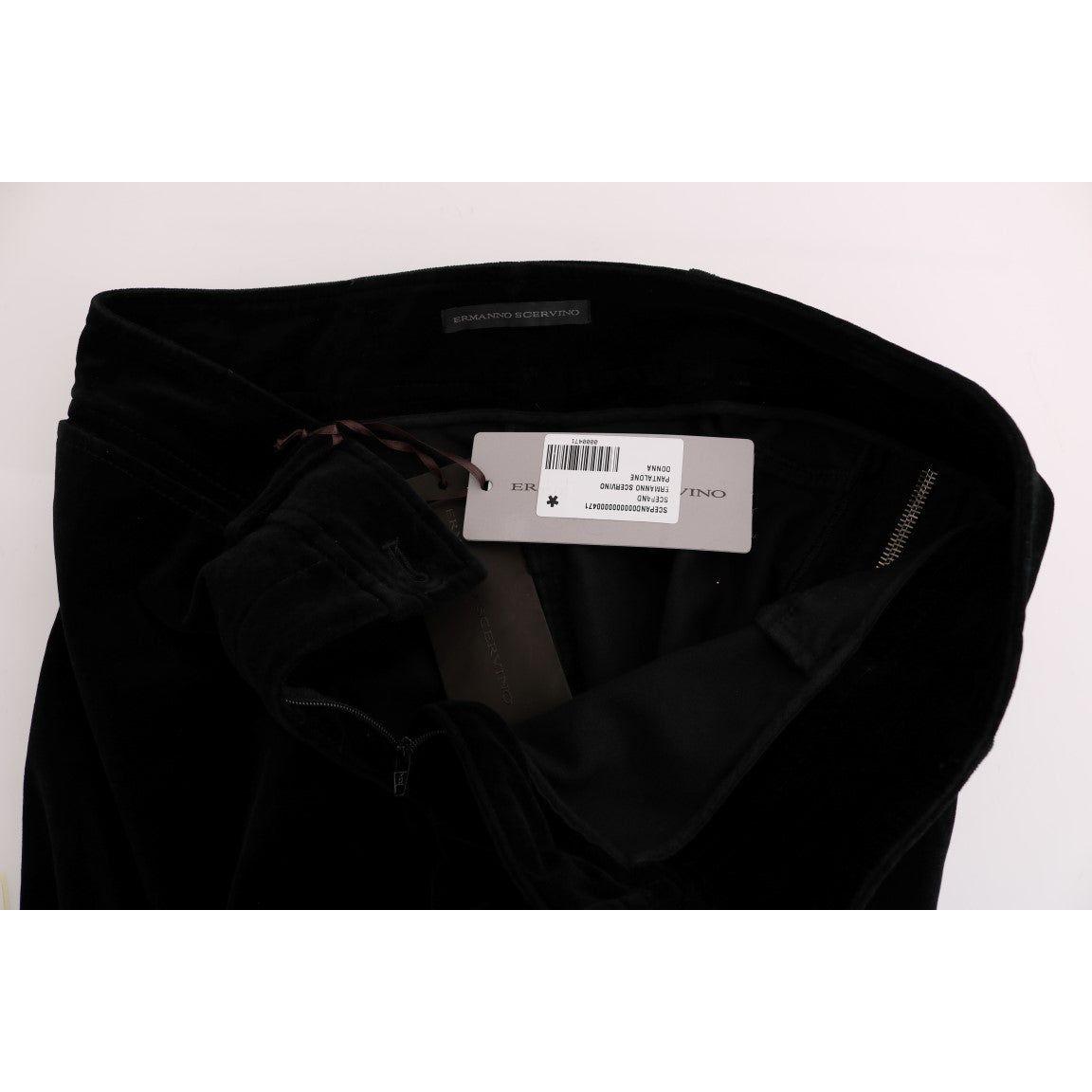 بنطال Ermanno Scervino Slim Fit قصير باللون الأسود الأنيق