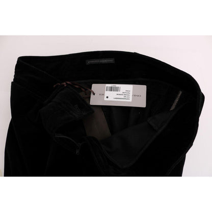 Ermanno Scervino Black Viscose Blend Velvet Cropped Pants Jeans & Pants