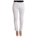 Ermanno Scervino White Cotton Slim Fit Casual Pants SIG30311-1