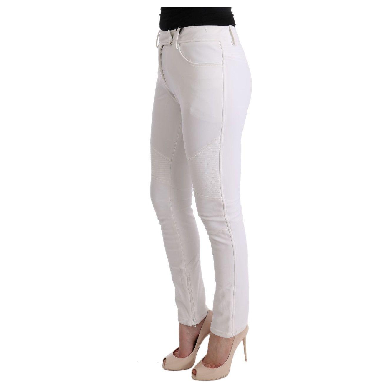 Ermanno Scervino White Cotton Slim Fit Casual Pants SIG30311-1