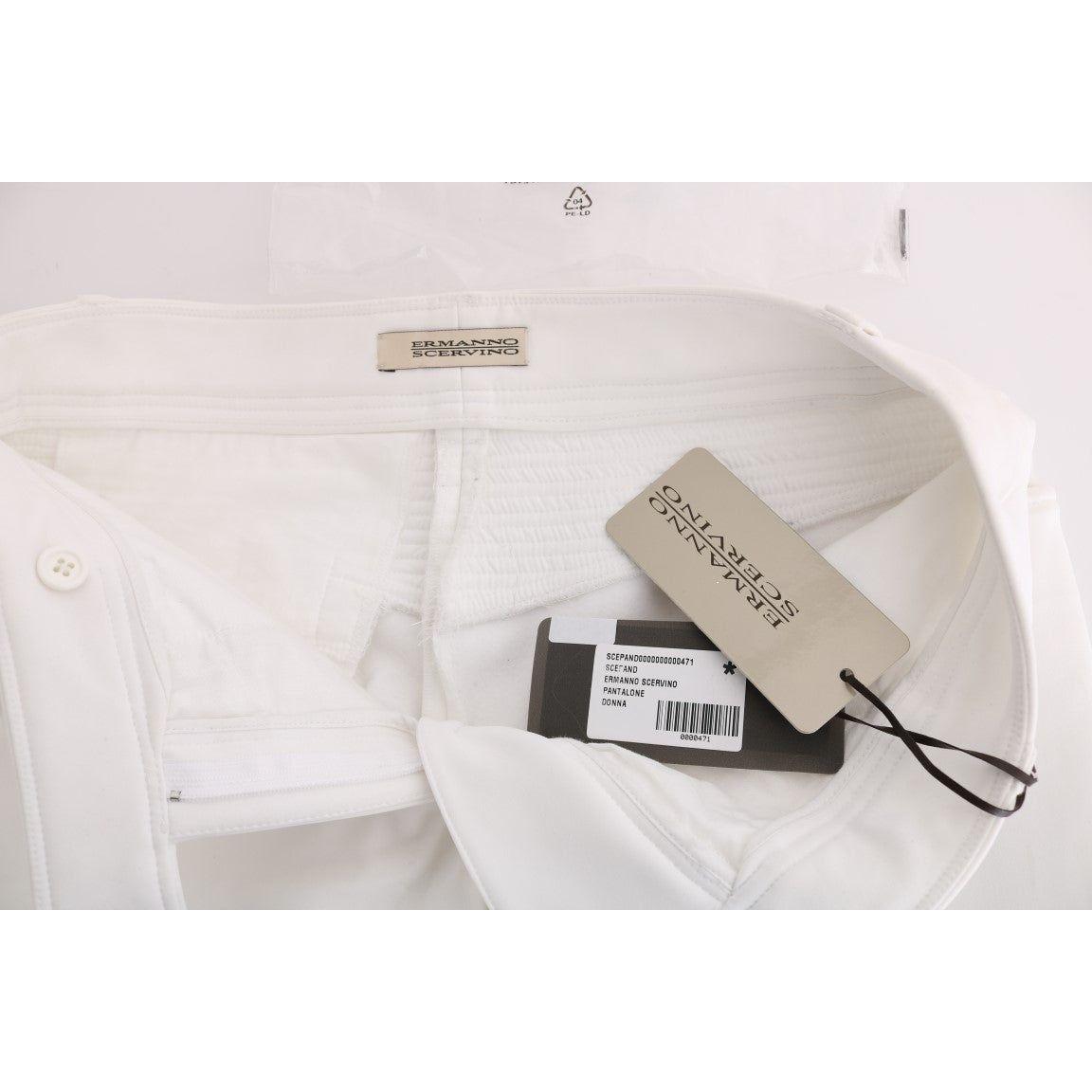 Ermanno Scervino White Cotton Slim Fit Casual Pants SIG30311-1