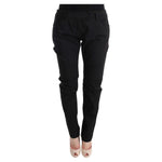 Ermanno Scervino Black Cotton Slim Fit Casual Pants Jeans & Pants