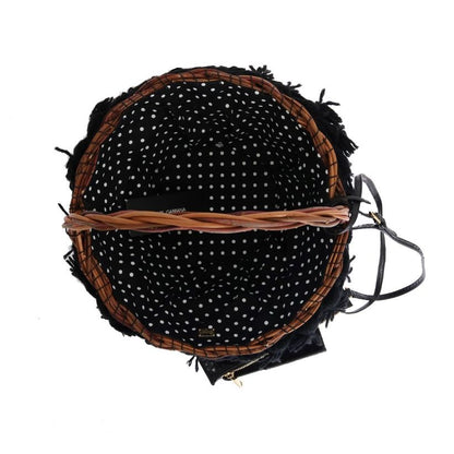 Dolce & Gabbana Beige Straw Snakeskin Pom Pom Crystal AGNESE Bag