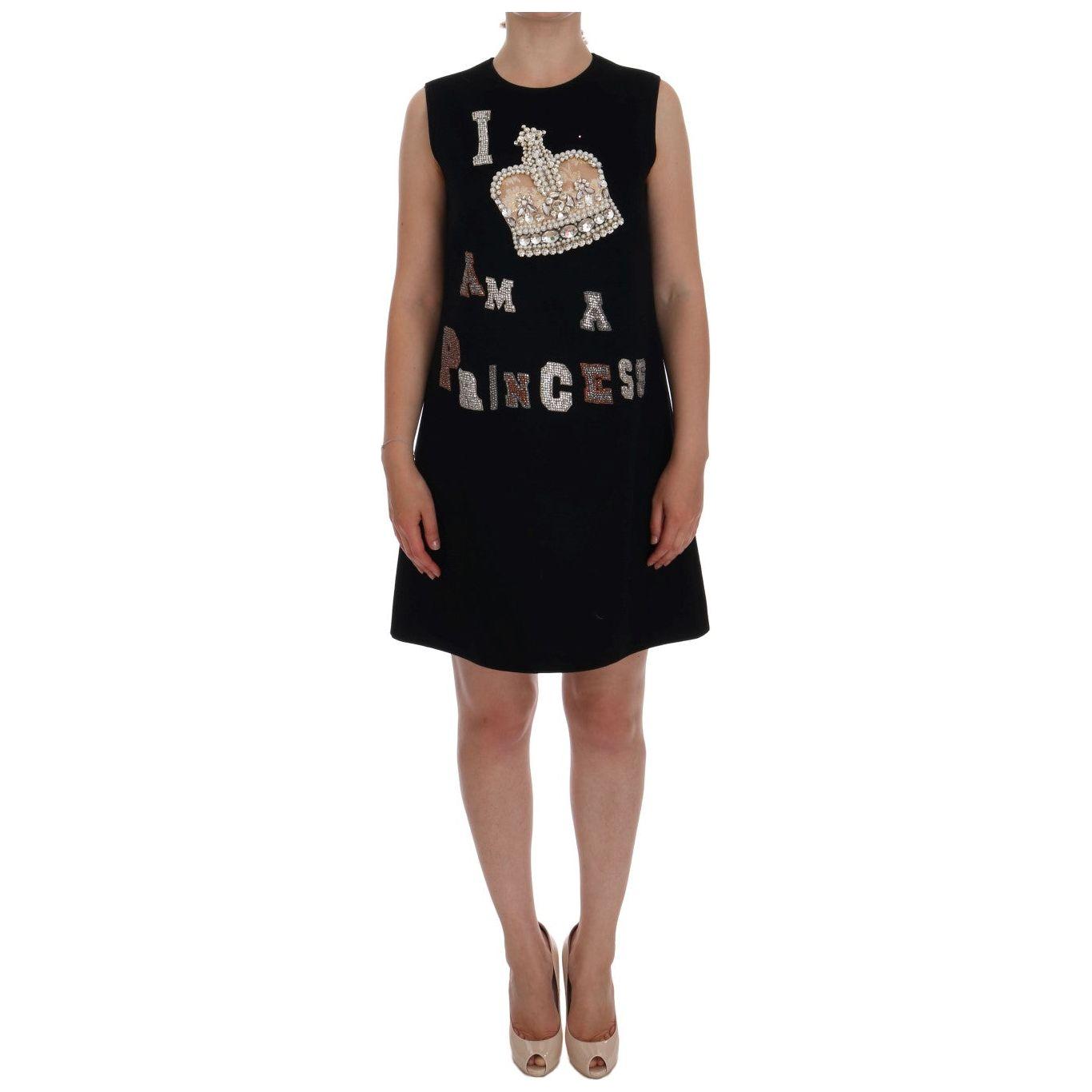 Dolce & Gabbana Black I AM A PRINCESS Crystal Shift Dress