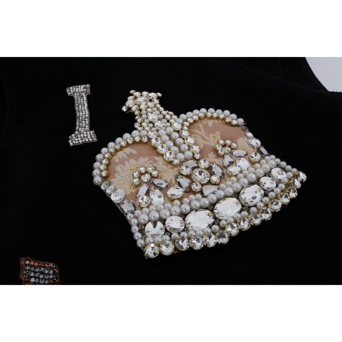 Dolce & Gabbana Black I AM A PRINCESS Crystal Shift Dress