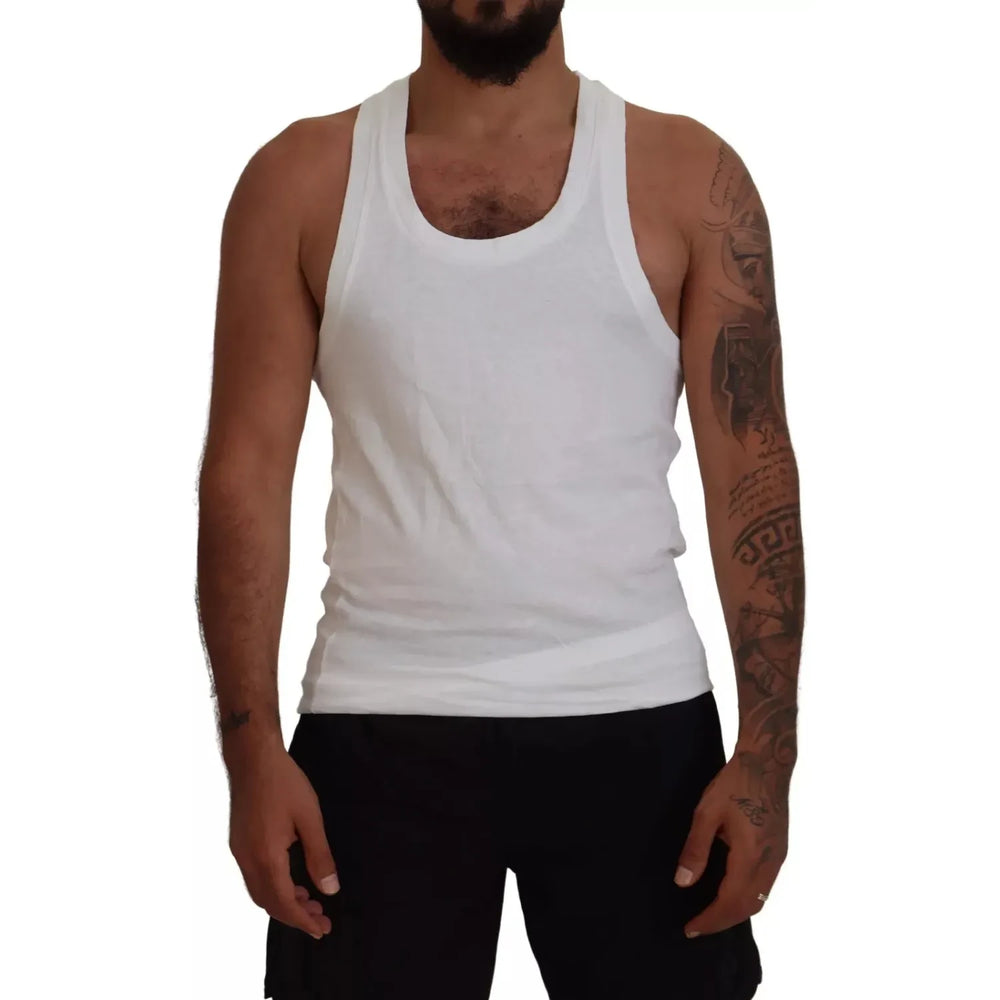 Dsquared² White Cotton Linen Sleeveless Tank T-shirt TSH83211-46