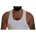 Dsquared² White Cotton Linen Sleeveless Tank T-shirt TSH83211-46