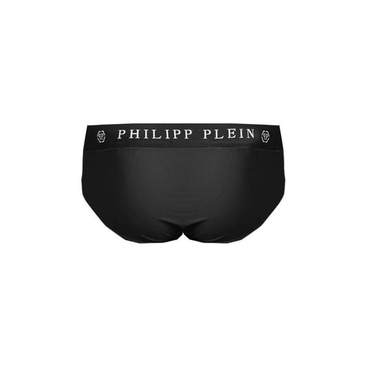 Philipp Plein Black Polyamide Men Swimwear