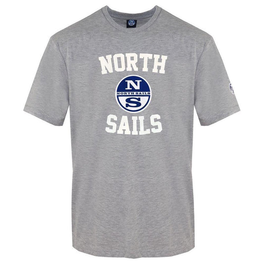 North Sails Gray Cotton Men Crewneck T-Shirt