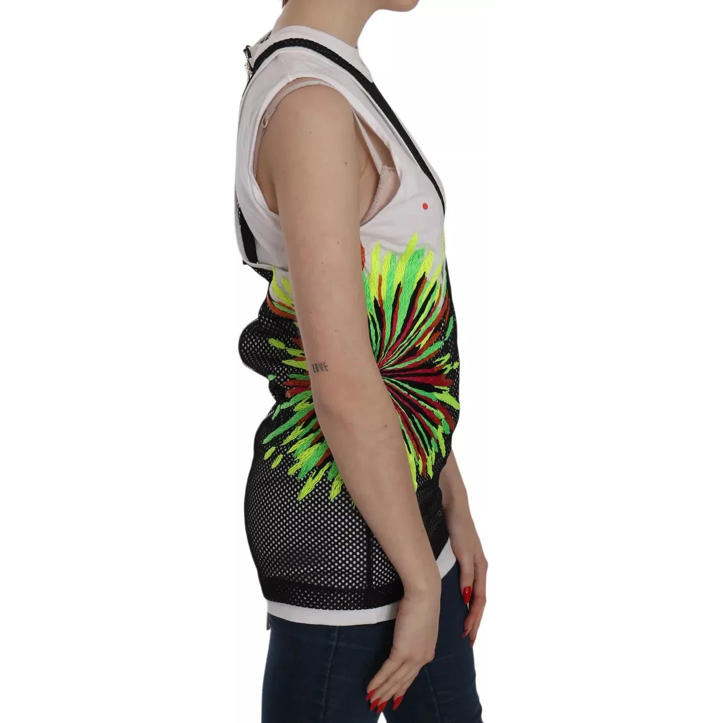 Dsquared² Black White Crew Neck Sleeveless Cotton Blouse JKT515-38