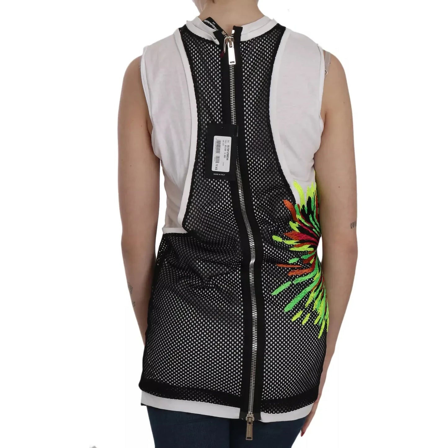 Dsquared² Black White Crew Neck Sleeveless Cotton Blouse JKT515-38