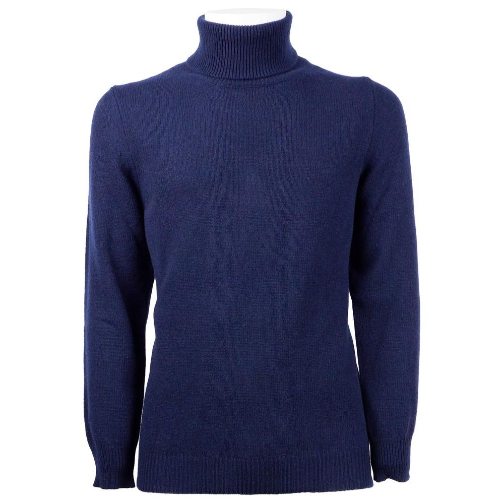 Emilio Romanelli Blue Cashmere Men's Turtleneck Sweater