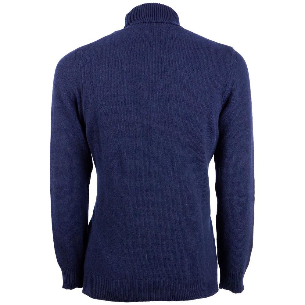 Emilio Romanelli Blue Cashmere Men's Turtleneck Sweater